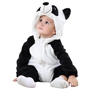 Baby Animal Costume Hooded Romper Jumpsuit Black White (463)